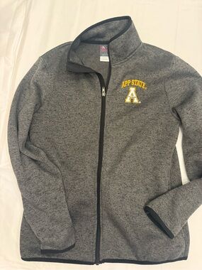 Knights Apparel Gray Full-Zip App State Fleece Jacket with Yellow Embroidery